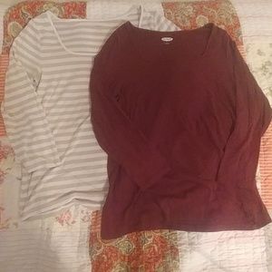 Old Navy Square Neck Tops, Tan & Maroon